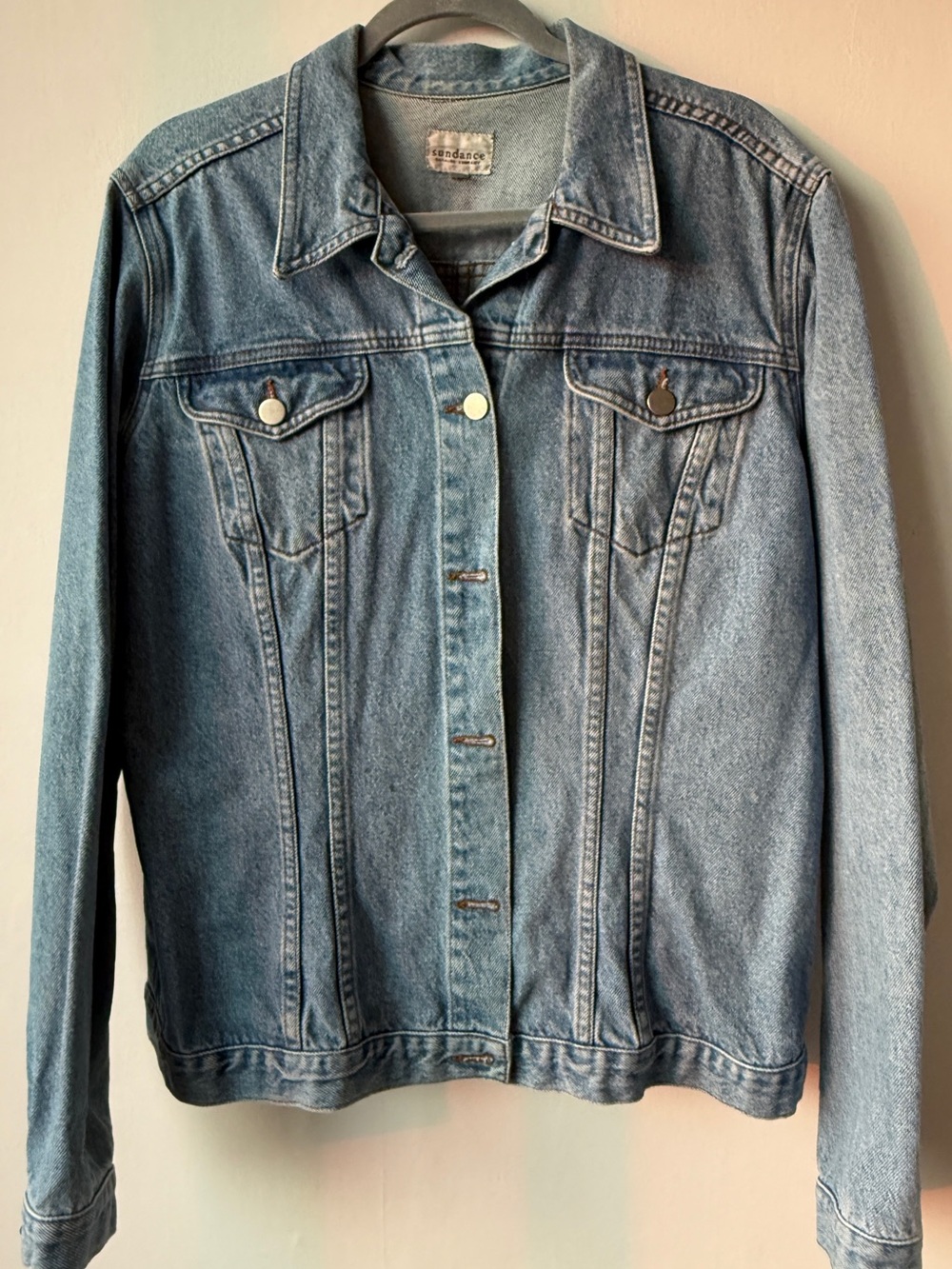 Sundance Light Blue Denim Jean Jacket Size XL but fits like a M/L